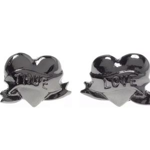 NWT Sourpuss True Love Tattoo Gunmetal Earrings